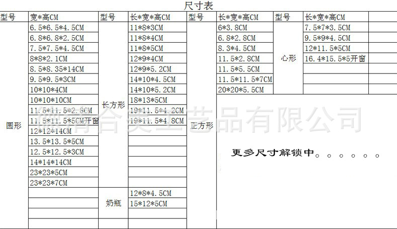 尺寸表