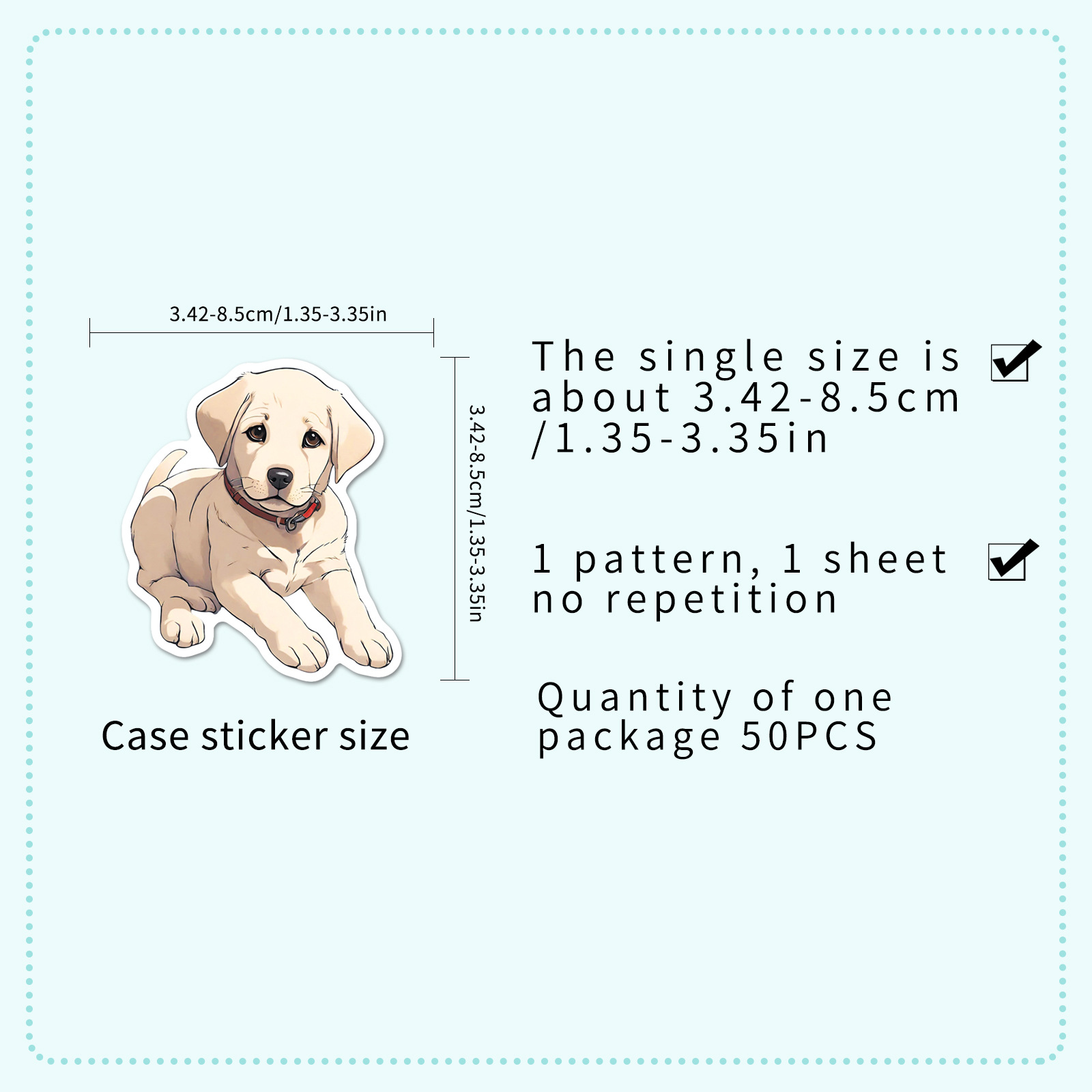 35g Weight 1 Set Dog Learning PVC Cute Stickers