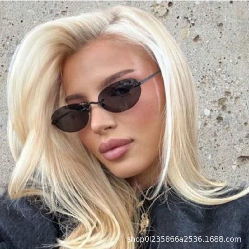 European and American New Arrival Frameless Sunglasses Women's High-Level Oval Frame Sunglasses Men's Fashionable Fashionable Personalized Sunglasses for Sunshade European and American New Arrival Frameless Sunglasses Women's High-Level Oval Frame Sunglasses Men's Fashionable Fashionable Personalized Sunglasses for Sunshade