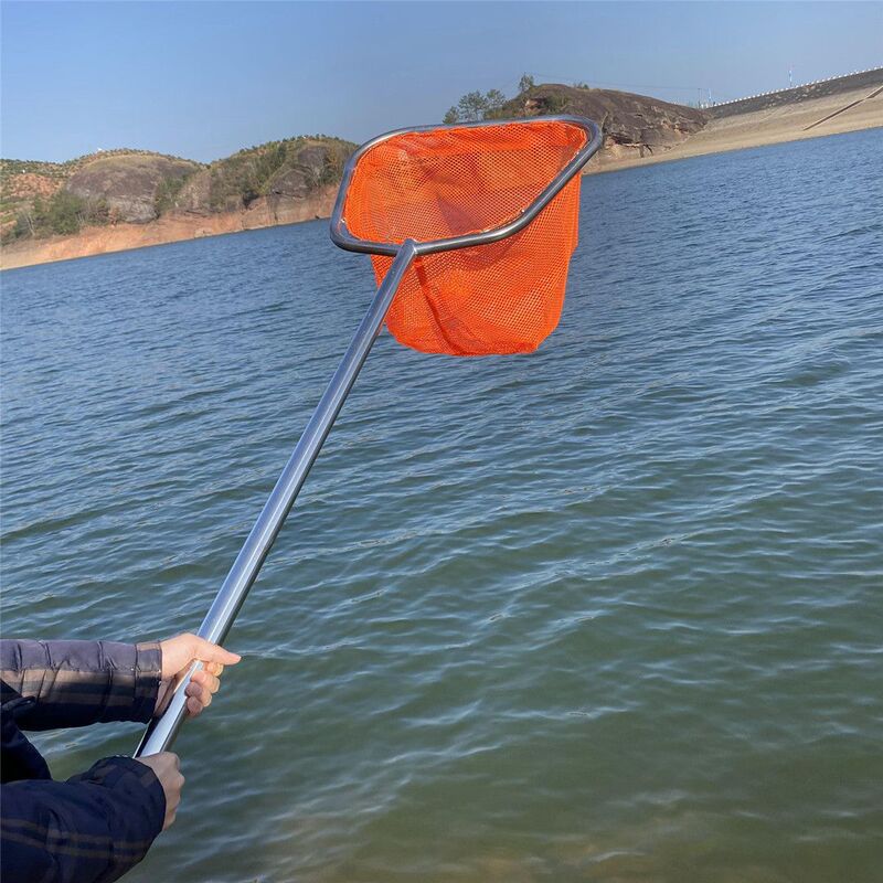 Hexagonal Stainless Steel Double-Frame Fishing Net with Coarse Nylon Mesh, Large and Small Mesh Net for Outdoor Fishing