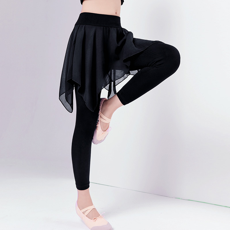 Danza DE LOS NIÑOS Pantalones práctica gasa culottes niñas primavera Delgado Latino danza recortada negro yoga Leggings