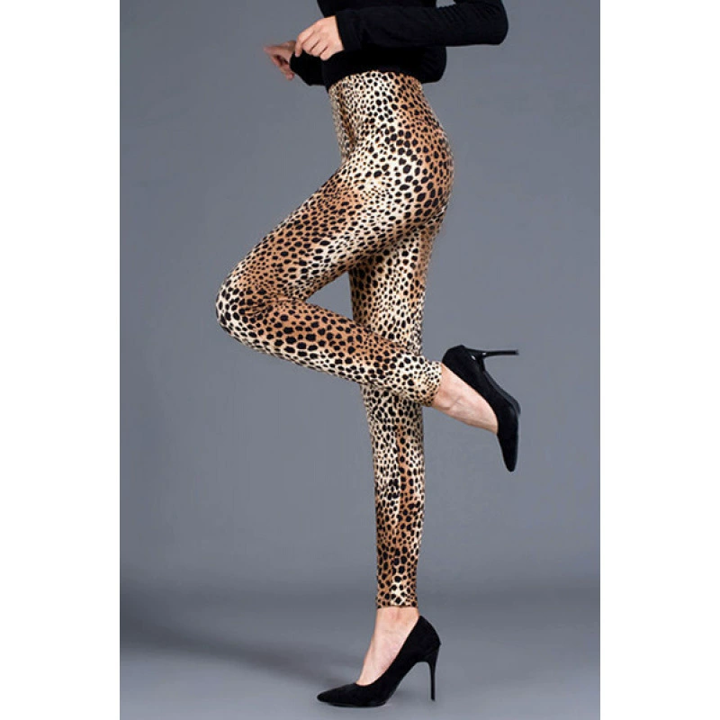 Весенне-осенние леггинсы для верхней одежды, сексуальные женские брюки с леопардовым принтом в стиле граффити, эластичные длинные брюки, тонкие укороченные брюки, модные большие размеры.