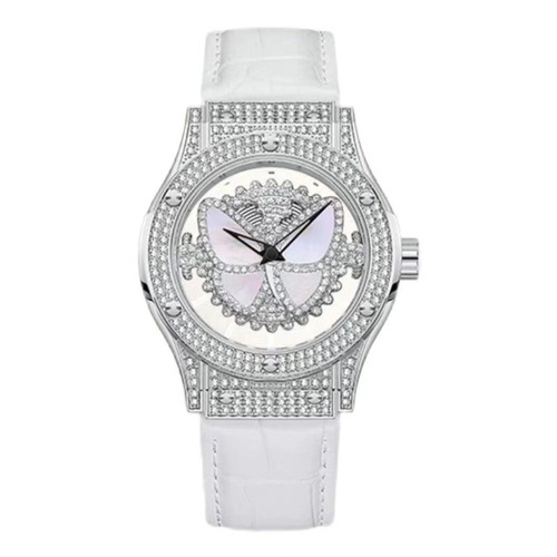 Women's Diamond-Encrusted Quartz Watch, Unique Luxury Lady's Watch with Hollow Starry Sky Design