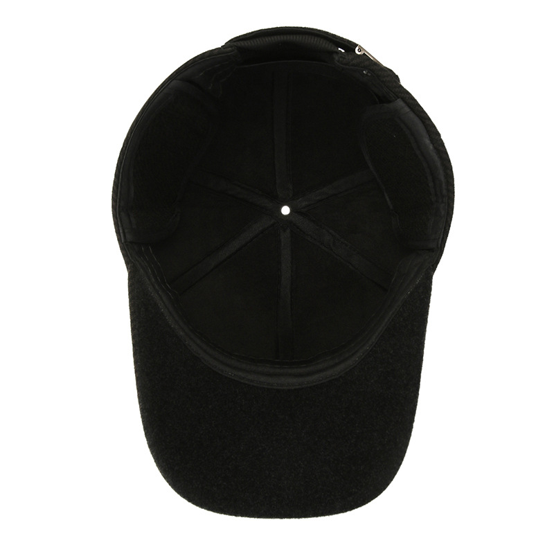 Warm Men's Wool Baseball Cap With Ear Protection For Winter_voghion.com