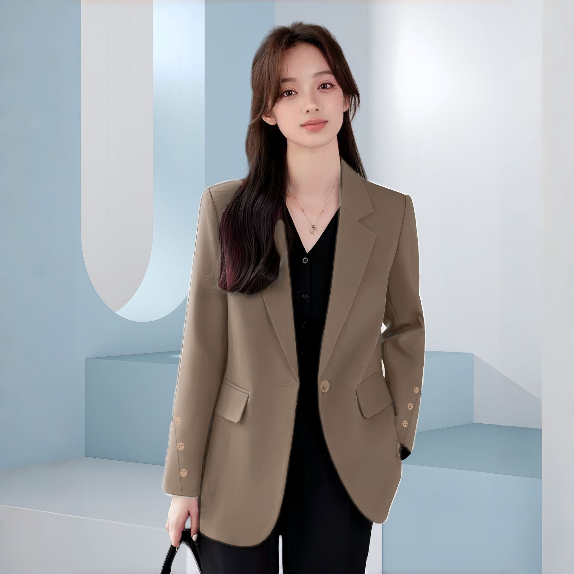 Women's Blazer with a Sense of Design, Autumn Trendy College Style, New Commuter Casual Petite Slimming Age-Reducing Top