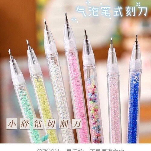 Pen Knife Cute Girly Heart Quicksand Pen Small Blade Hand Account Sticker Paper Cutting Express Utility Knife Carving Knife Wholesale