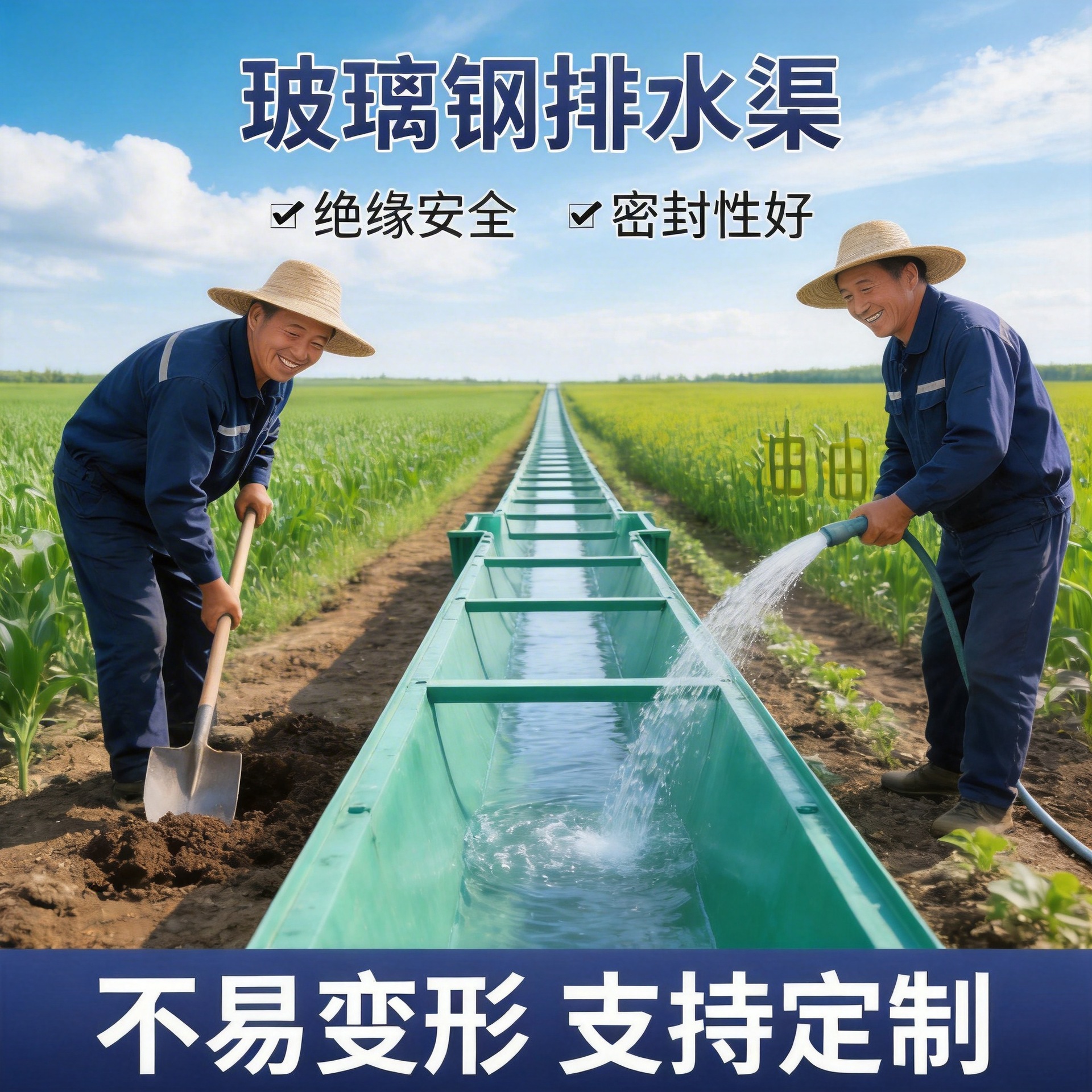 R25型玻璃钢排水渠U型槽园林厂区市政道路矿区地埋式大口径排水沟
