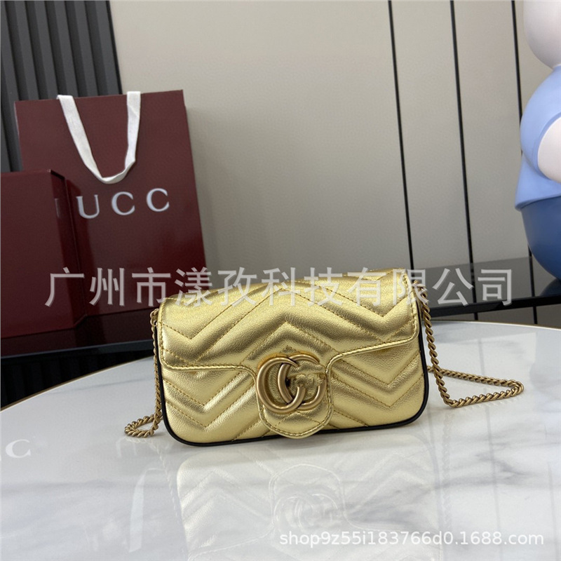 Marmont Gucci Gg Women's Bag Marmont Series Mini Shoulder Bag Single Shoulder Crossbody Bag Glossy Foreign Trade Marmont Gucci Gg Women's Bag Marmont Series Mini Shoulder Bag Single Shoulder Crossbody Bag Glossy Foreign Trade