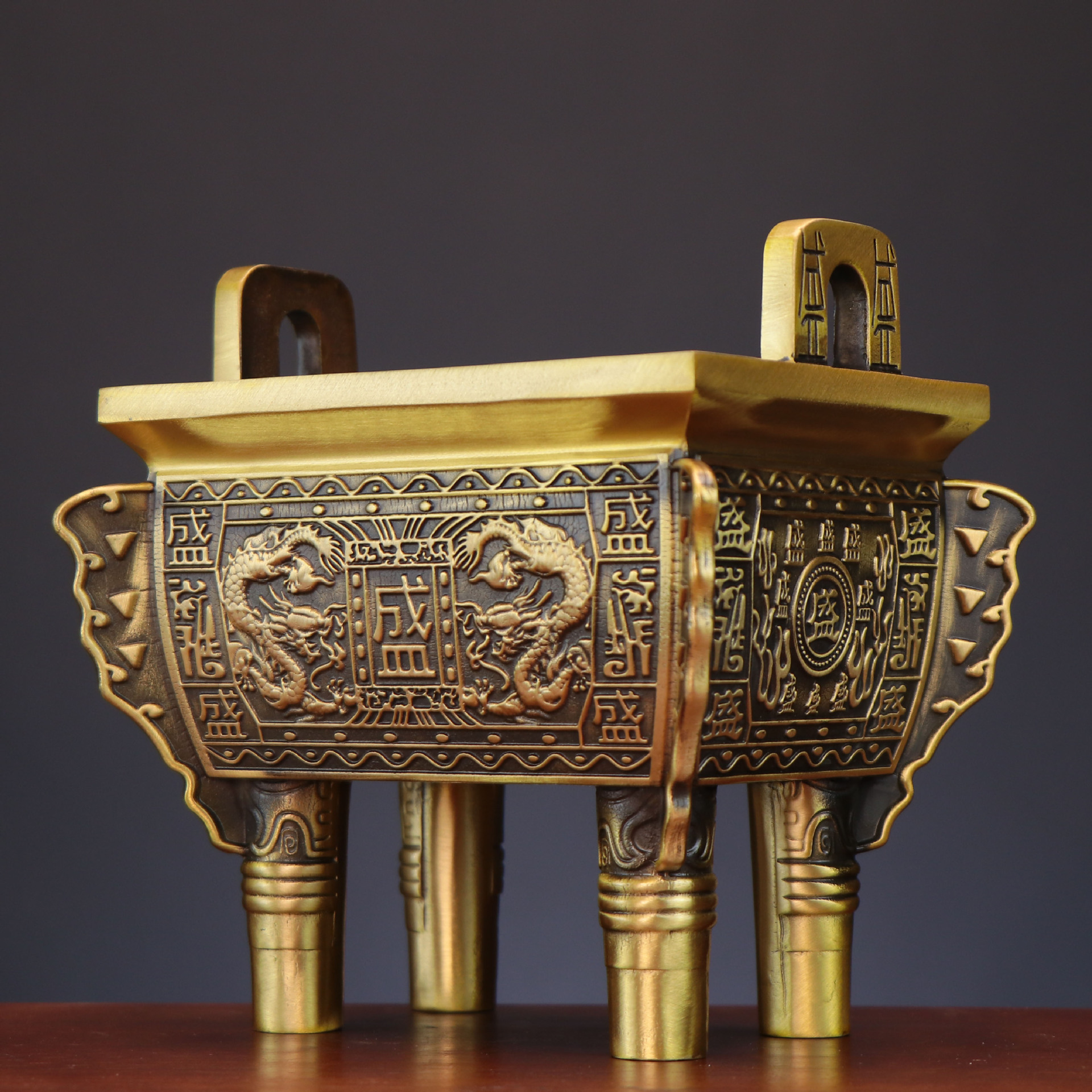 杨铜记  四方鼎 双龙鼎 鼎盛千秋 铜鼎摆件厂家批发铜盛鼎 铜鼎