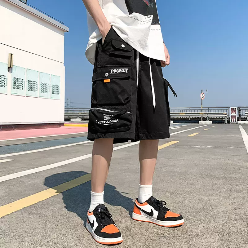 2025夏季新款休闲宽松男式短裤直筒大码时尚潮牌百搭工装五分裤男