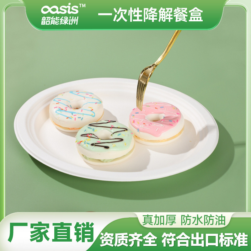 Shaoneng Oasis Factory Customized 10inch Biodegradable and Compostable Sugarcane Pulp Bamboo Pulp Environmentally Friendly Disposable Discs