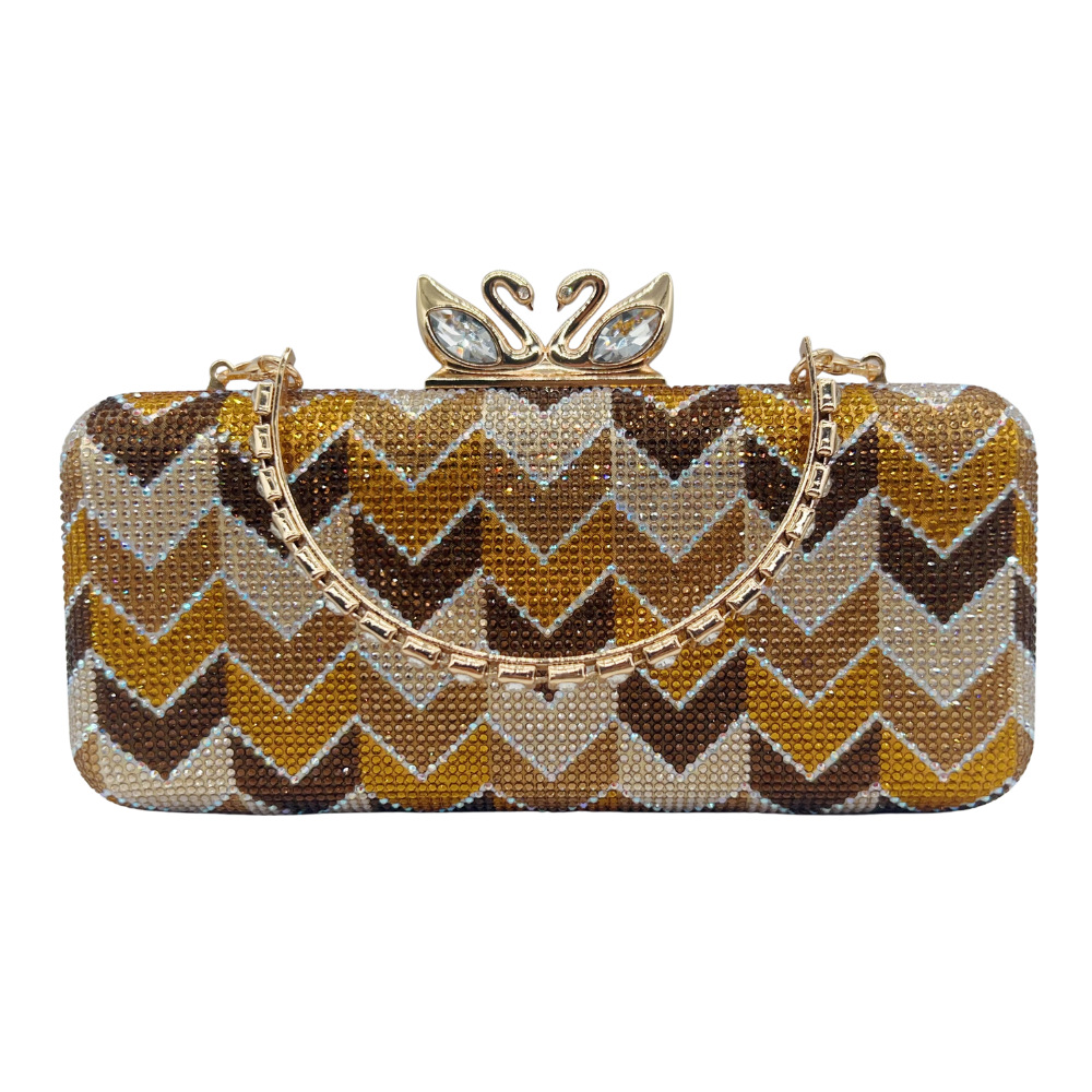 Clutch nữ đính đá lấp lánh hai mặt cầm tay dự tiệc — Đen trắng, màu hồng, màu vàng, màu đỏ chi tiết 7