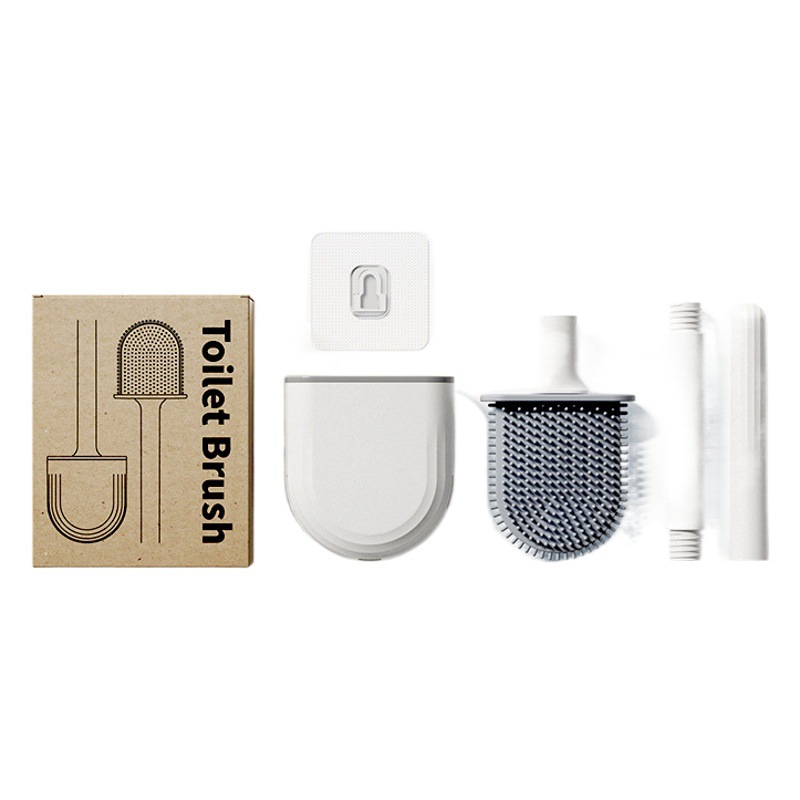 Cepillo de inodoro montado en pared sin perforar, desmontable, limpieza profunda sin ángulos muertos, al por mayor
