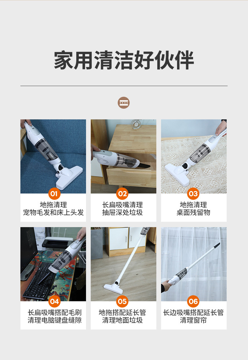 Wireless Charging Vacuum Cleaner, Portable Handheld Vacuum Cleaner for Home and Car Use, Strong Suction, High-Power Vacuum Cleaner, Cross-Border