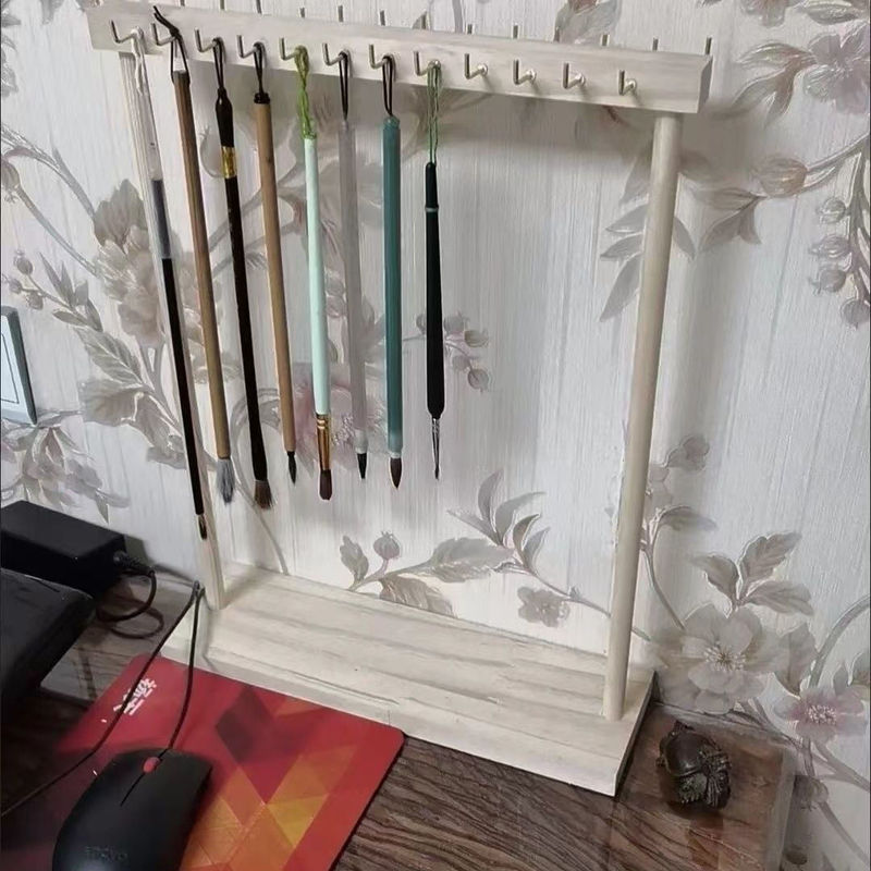 实木胡桃木色简约木制加高笔架高品质毛笔项链吊坠挂架道具收纳|undefined