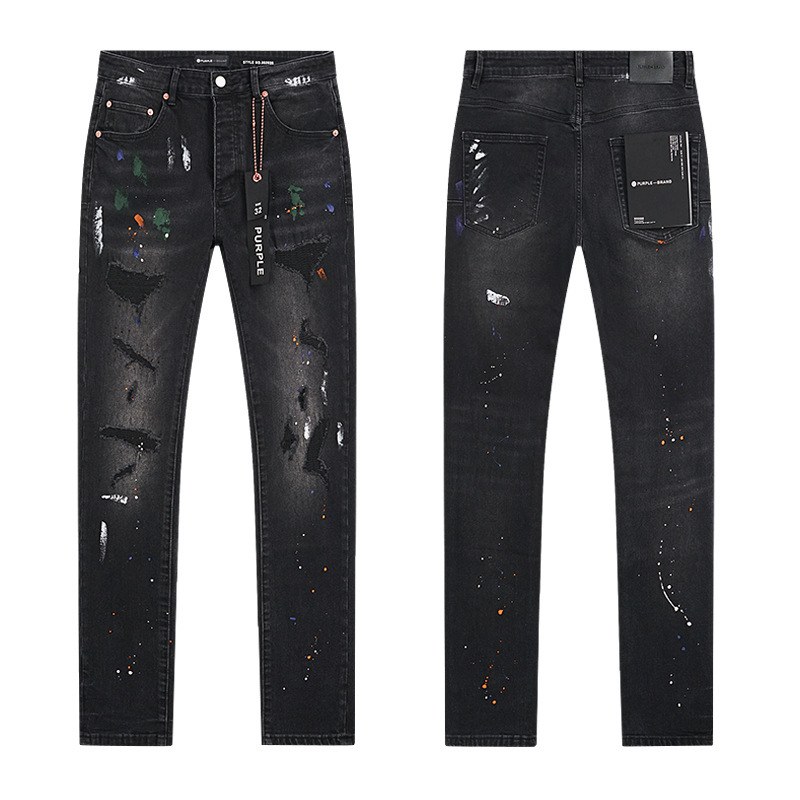 PURPLE BRAND JEANS美潮高街男士休闲破洞设计款修身显瘦牛仔长裤|undefined