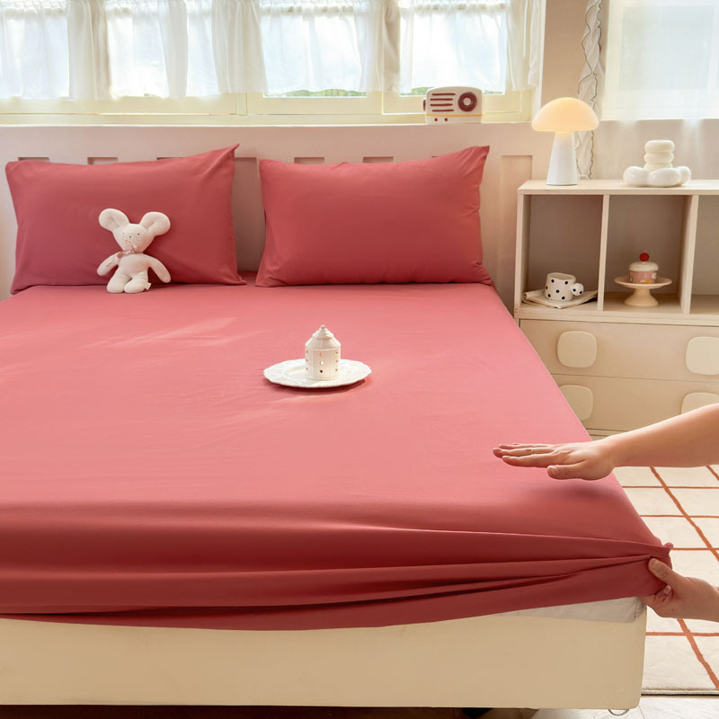 2025 nuevo estilo japonés color sólido viento sin impresión tipo A leche algodón lavado súper suave sábana de una pieza funda de almohada