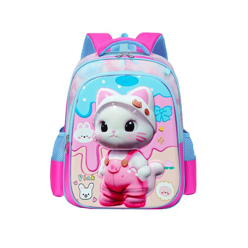 Nueva mochila escolar de dibujos animados mochila escolar 3D para estudiantes de escuela primaria 1-3 grado mochila de tela rabu súper ligera hombro para reducir la carga y proteger la columna