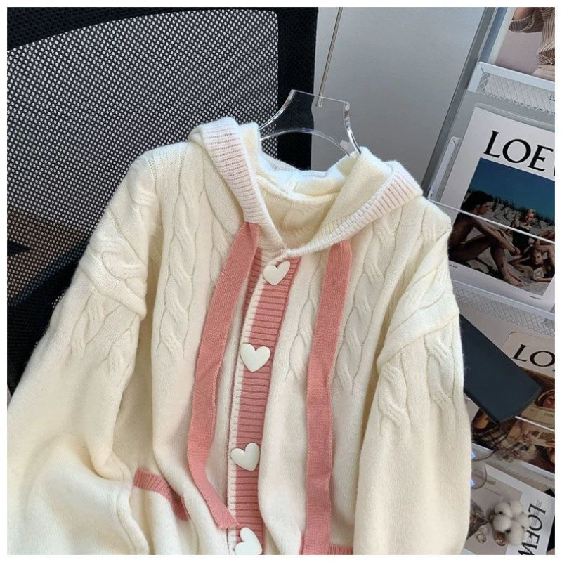大きいサイズの太った200斤の帽子のセーターのコートの女性の小さい子供の秋冬はゆったりしている年齢のニットのカーディガンを着ます。|undefined