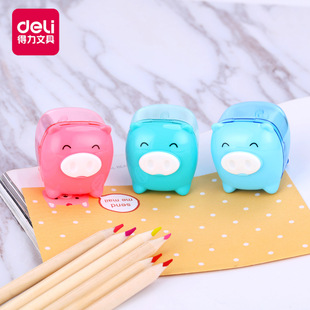 Deli 0557 Pencil Sharpener Animal Shape Plastic Pencil Sharpener Children Mini Pencil Sharpener Single Hole Manual Pencil Sharpener