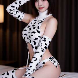 原创设计奶牛风性感毛衣cosplay动漫角色扮演服可爱吊带毛衣套装