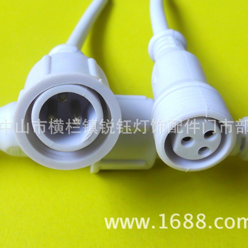 批量供应护栏管点光源路灯3芯纯铜线芯防水插头线公母连接电源线