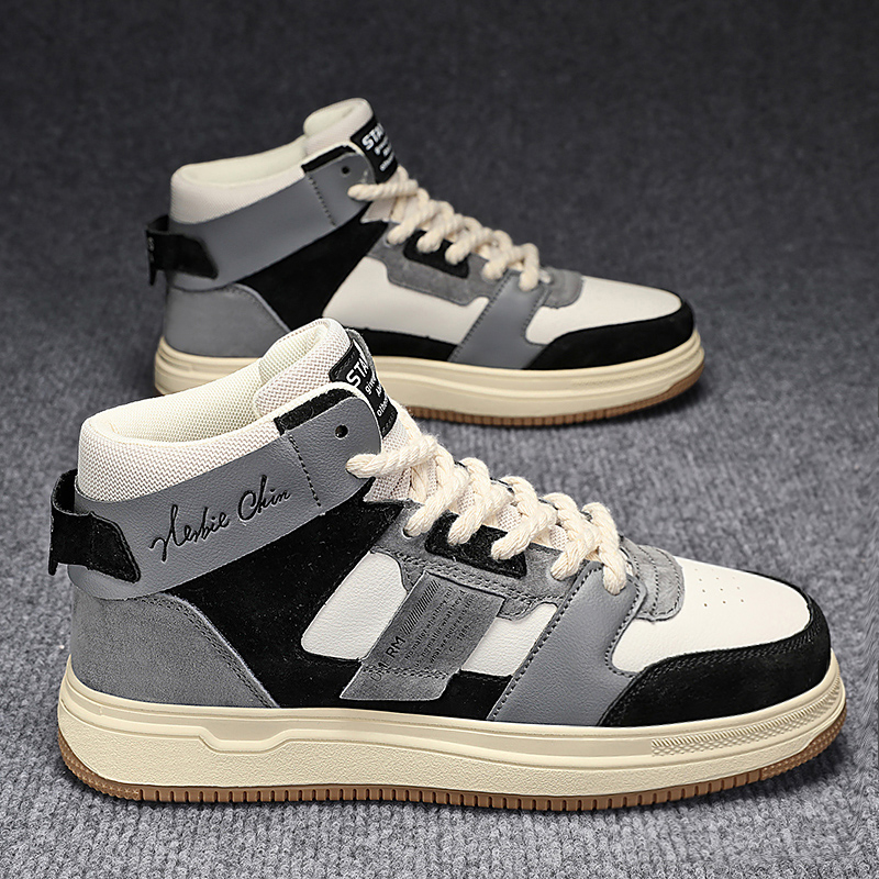 Chaussures de Tennis pour hommes, chaussures de course en cuir, baskets en tissu, semelle en caoutchouc, chaussures confortables rembourrées_voghion.com