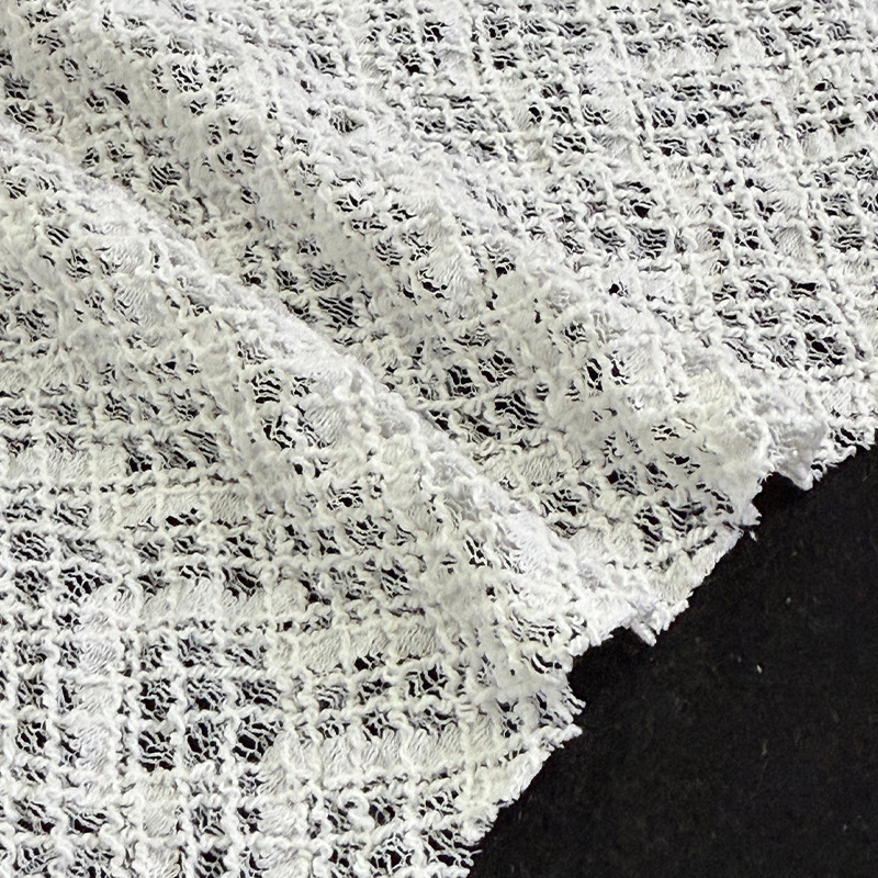 2026 tejido coreano de tejido de punto tejido de encaje vestido de textura abierto de tela de cola de pescado en forma de A vestido largo