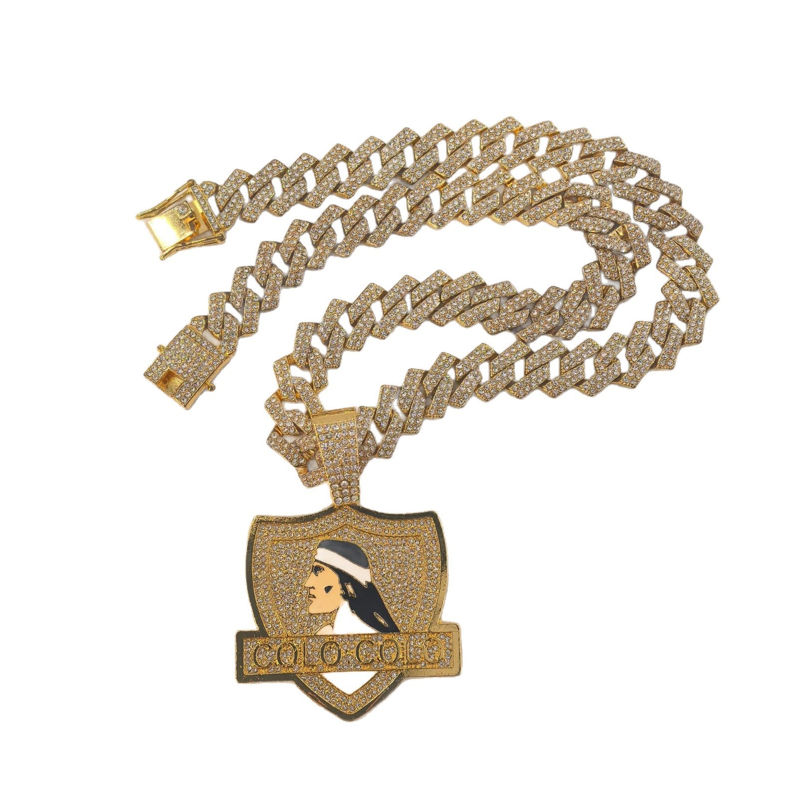 Europa y los Estados Unidos Hip-Hop completo COLO-COLO retrato escudo colgante rap collar hipster adornamiento de estilo callejero personalizado