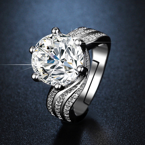 Hot selling princess big diamond pigeon egg luxury 5 carat simulated diamond ring women's high carbon moissanite ring ring