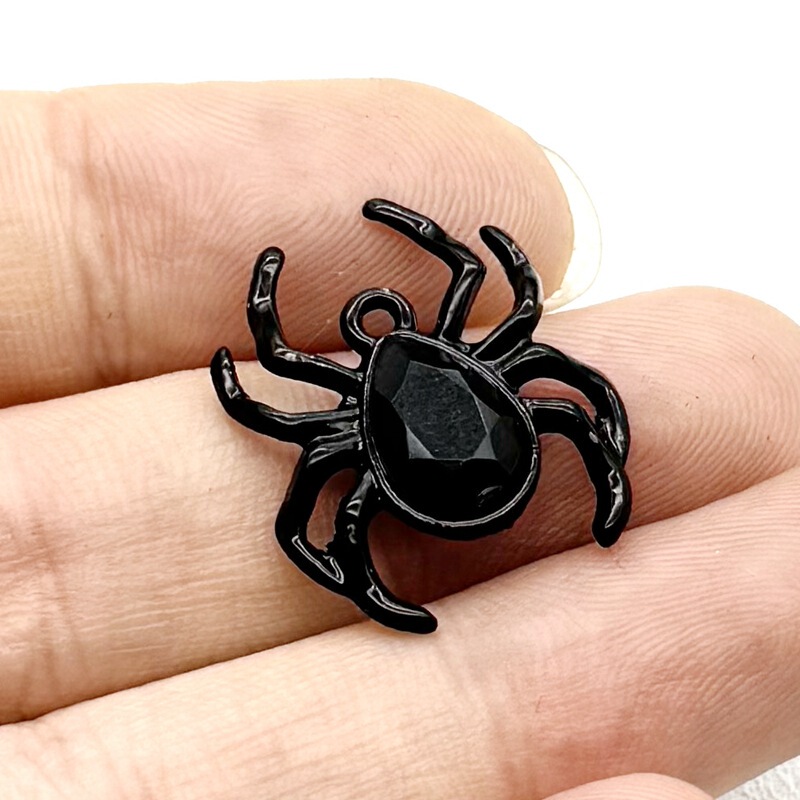 ヨーロッパとアメリカの新しいハロウィン DIY ジュエリー アクセサリー レトロな亜鉛合金ダイヤモンド スパイダー ペンダント ペンダント|undefined