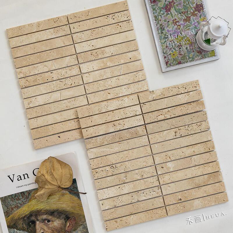 Wabi-Sabi Style Natural Lime Stone Beige Travertine Mosaic for Dining, Homestay, Clothing Store Background Wall Decoration Wall Tiles Wabi-Sabi Style Natural Lime Stone Beige Travertine Mosaic for Dining, Homestay, Clothing Store Background Wall Decoration Wall Tiles