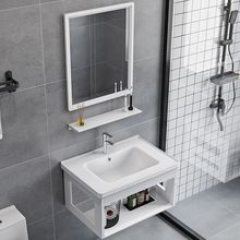 小户型挂墙式洗手盆柜组合卫生间洗脸盆迷你一体陶瓷面盆简易挂盆