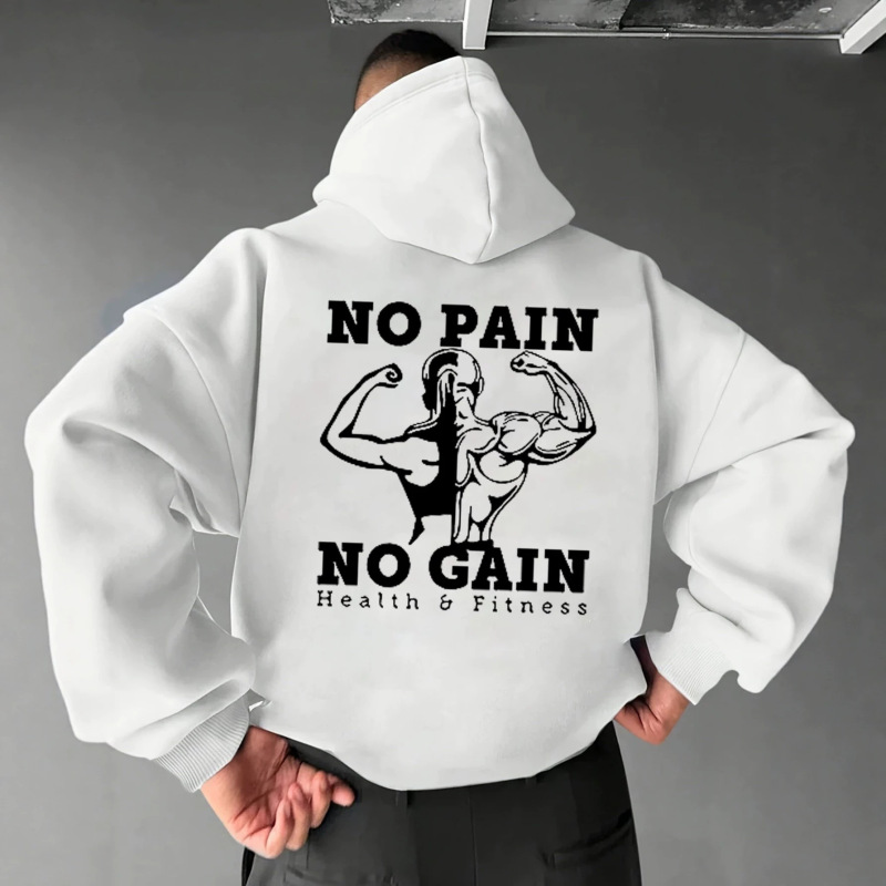 Street Sports Style Fitness Slogan Muscle Man Print Hoodie Inspirational Oversized Couple's Sweatshirt Street Sports Style Fitness Slogan Muscle Man Print Hoodie Inspirational Oversized Couple's Sweatshirt