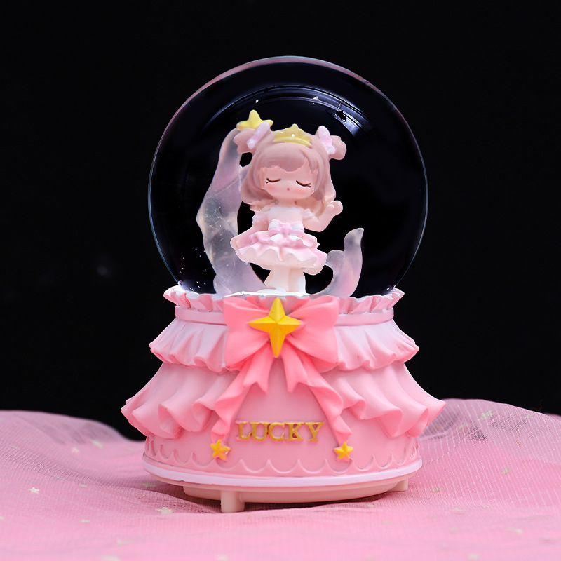Cartoon Cute Cardcaptor Crystal Ball Creative Girly Heart Glowing Crystal Ball Girls Music Box Ornament