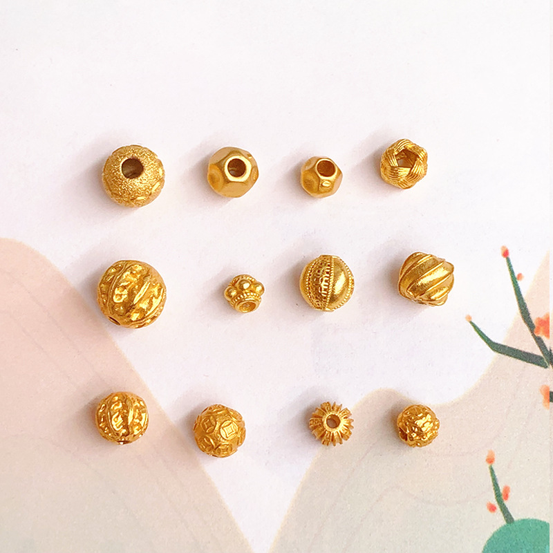 S925 silver gold-plated walnut wool ball pumpkin beads pixiu spacer bead bracelet accessories diy accessories semi-finished products