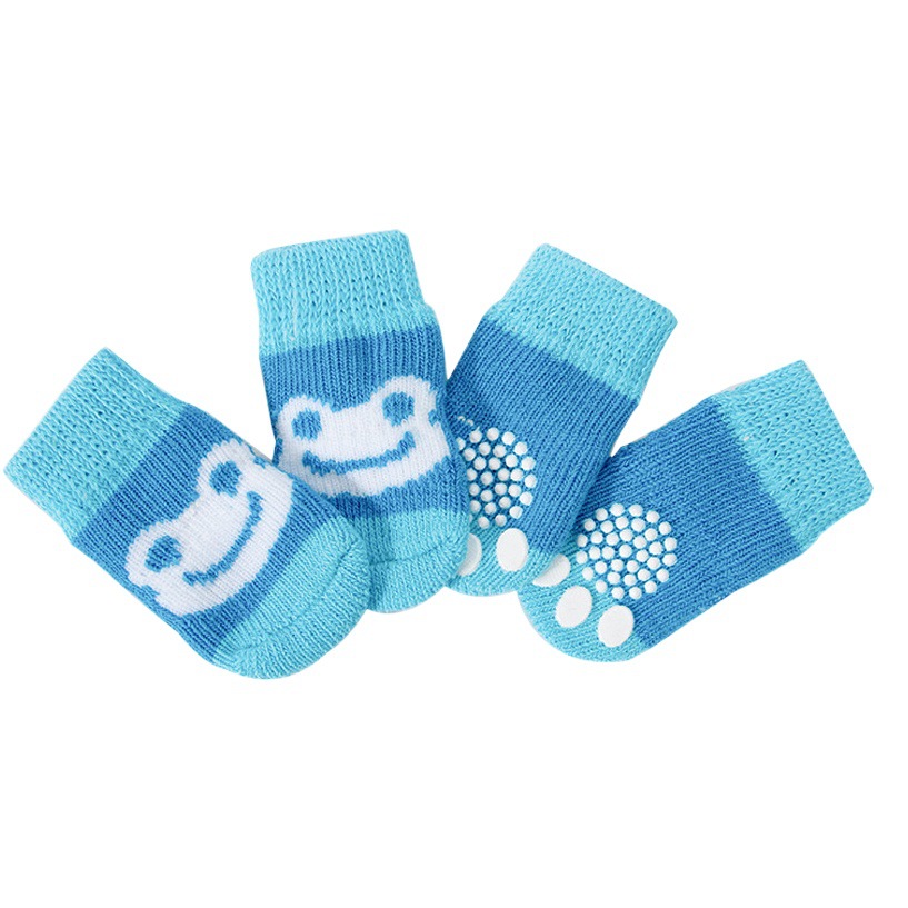 Calcetines de perro antideslizantes de punto cubierta del pie del perro calcetines de perro de fondo antideslizantes zapatos calcetines de peluche calcetines de algodón para perros medianos y pequeños suministros para mascotas