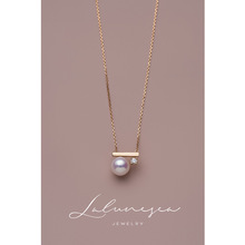 S925纯银镀18K金平衡珍珠锆钻项链女 简约唯美气质锁骨链