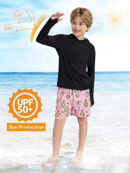 Cross-Border Children's Hoodie Upf50+ Summer Uv Protection Lightweight Sun Protection Outdoor Beach Hiking T-Shirt