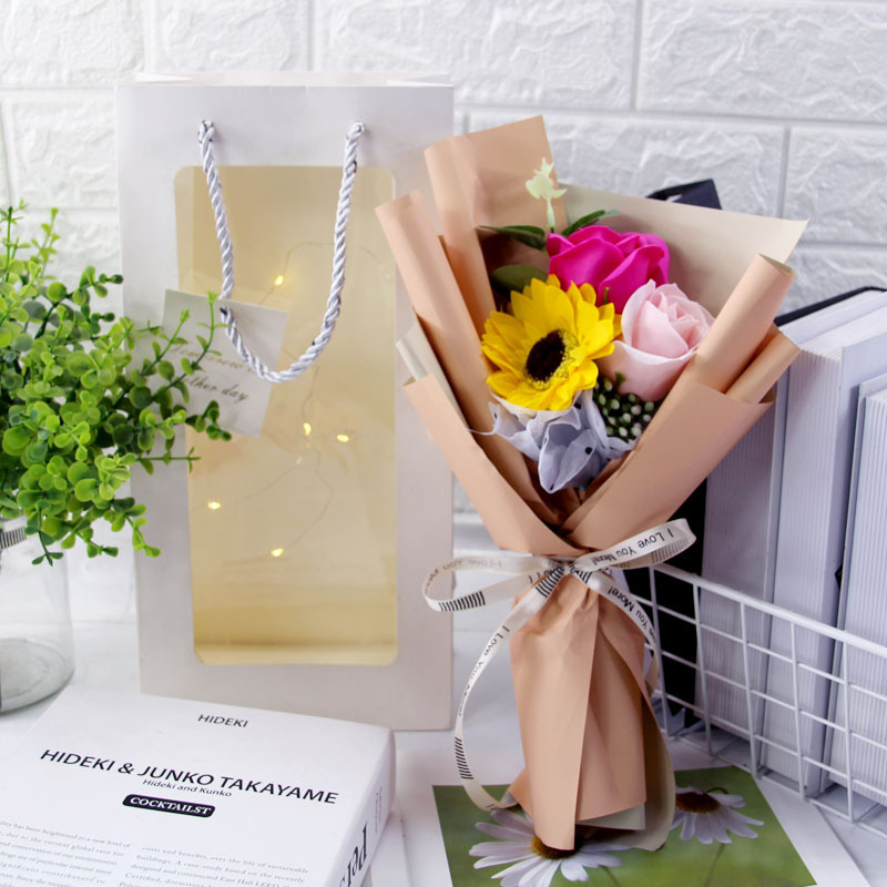 创意母亲节情人节向日葵香皂花太阳花花束礼盒毕业季韩版小花束 阿里巴巴