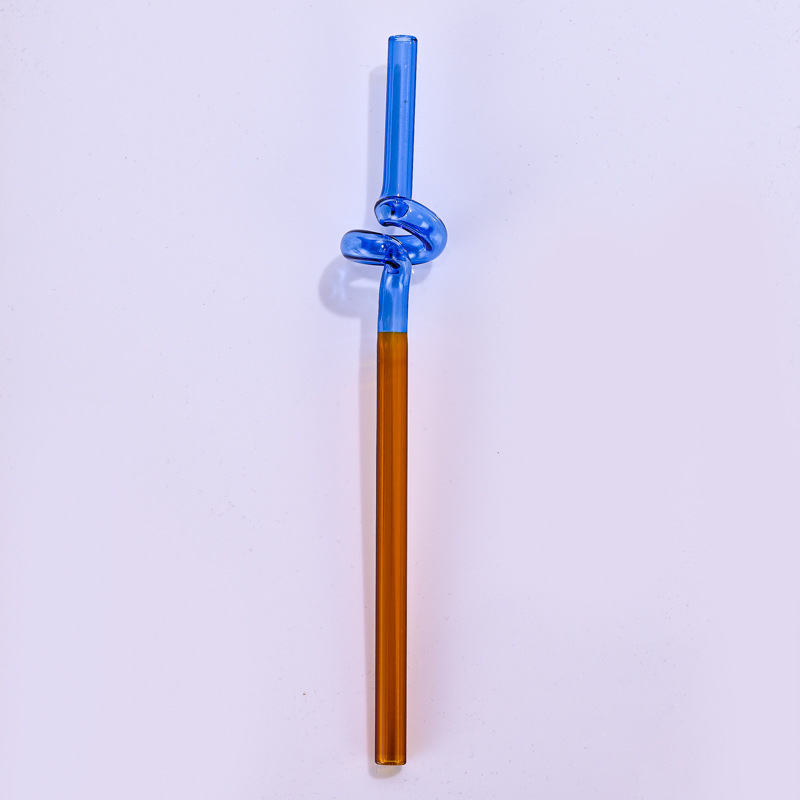 Paja de vidrio de color en forma de japonés lindo resistente a altas temperaturas creativo color a juego bebida de leche caliente paja curvada
