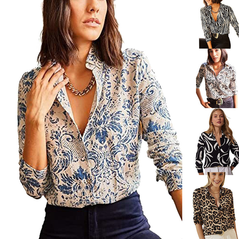 2026 Amazon European and American New Foreign Trade Women's Fashion Shirts Casual Long-Sleeve Button-Up Tops for Women