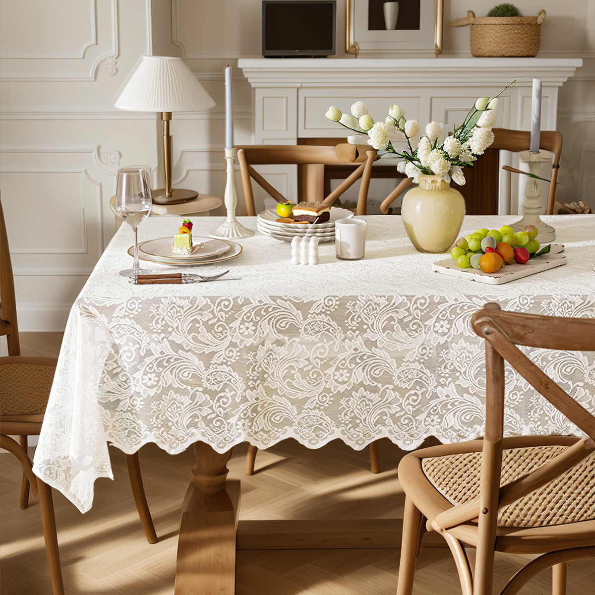 Transfronterizos nuevos tejidos de seda encaje ancholeta tela de mesa estilo pastoral general tela de mesa rectangular tela de mesa cubierta de mesa