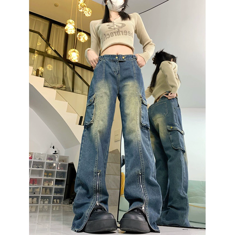 Реже цена!!! Горячие девушки ретро синие джинсы на молнии