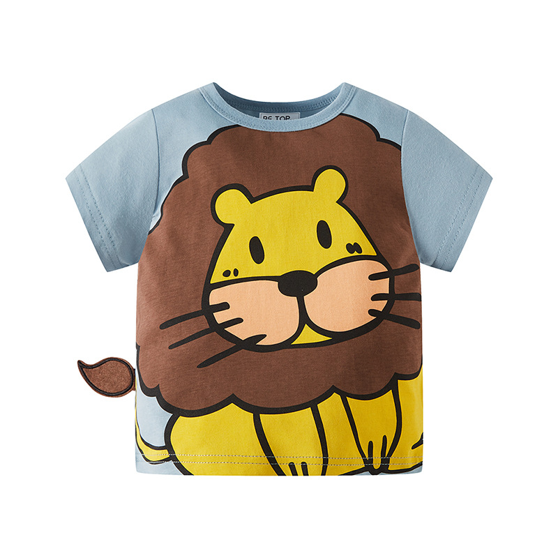 Betop verano de dibujos animados león media manga niños camiseta manga corta de algodón nuevos niños bebé ropa de verano entrega de una sola pieza