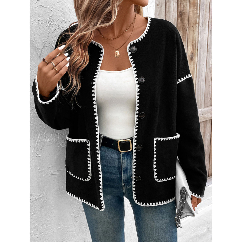Wholesale Autumn/Winter Bestsellers: Loose-Fitting White Fleece Jackets With Decorative Edges For Commuting And Casual W_ecoleips.com