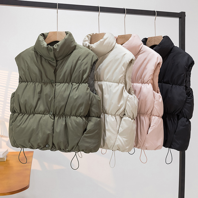 Women's Cotton Vest 2025 Autumn and Winter Korean Casual Warm Stand-Up Collar Cotton Vest Jacket Versatile