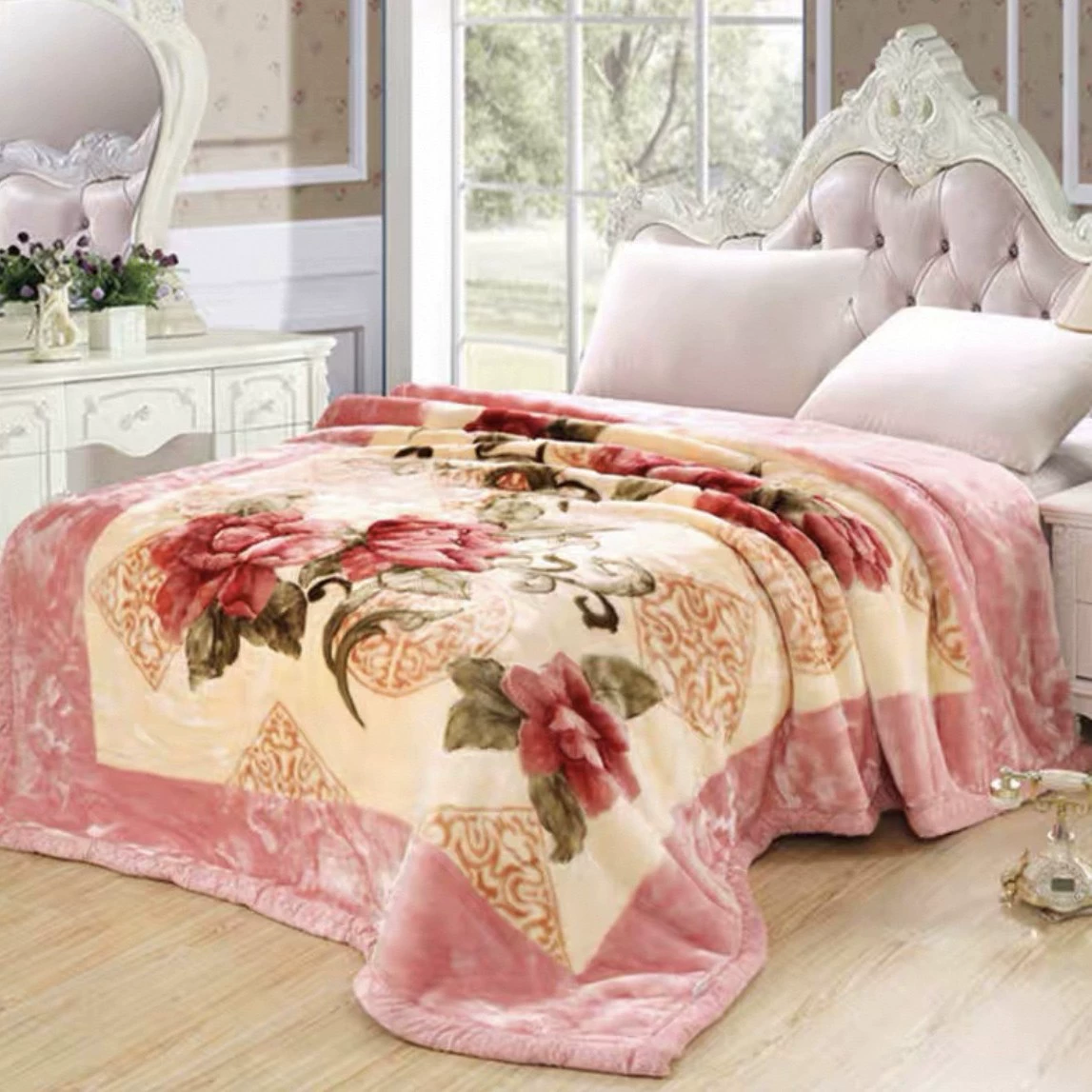 Зимнее одеяло утолщённое рашель, 150 x 200–200 x 230 см, декоративный крупный рисунок — подарок