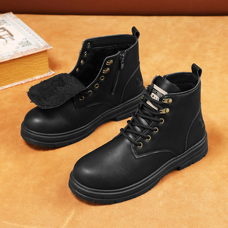 Martin botas de invierno para hombres nuevos zapatos cálidos de hombre estilo británico botas de cuero retro para hombres con calzado de algodón de alta calidad image 5