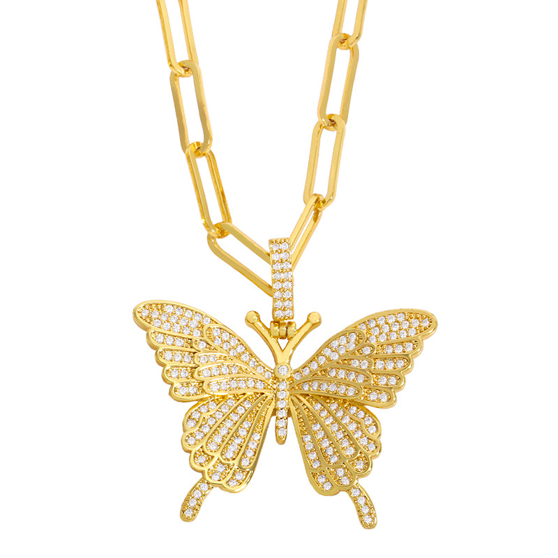 colored zircon butterfly pendant necklace